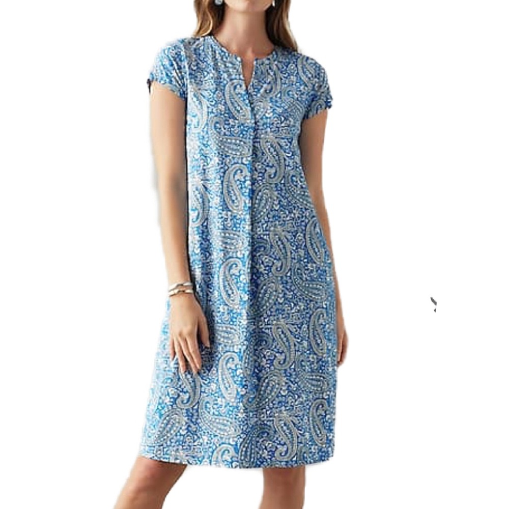 J. Jill Paisley-Printed A-Line Dress blue white short sleeve XLP NWT - Picture 11 of 11